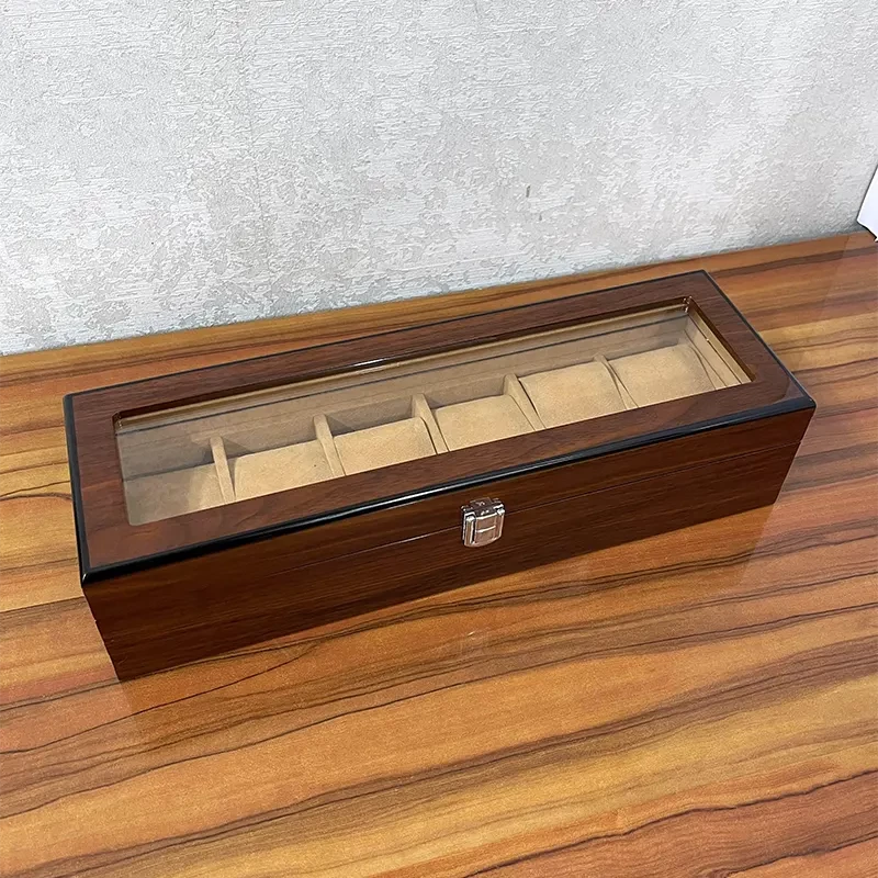 6 Slot Coffee Wooden Watch Organizer Box And Gift Case